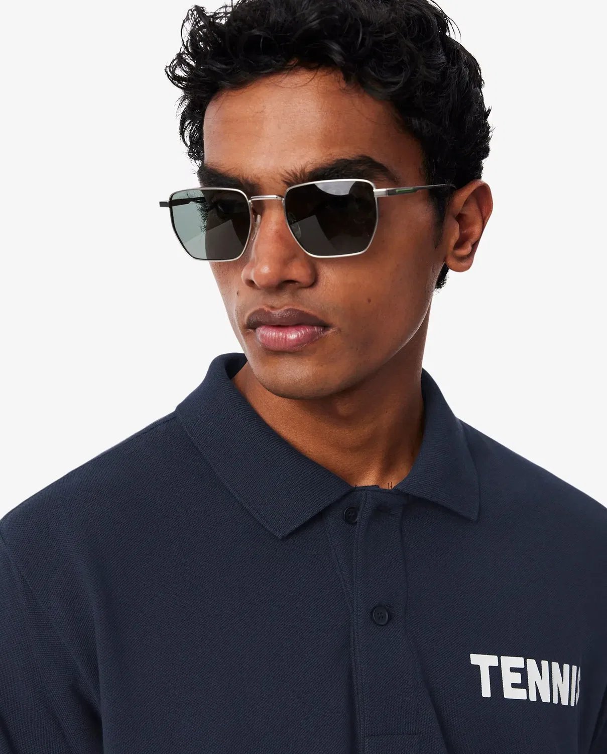 Мужское поло классического кроя из пике с принтом Lacoste, Negro — фото 3