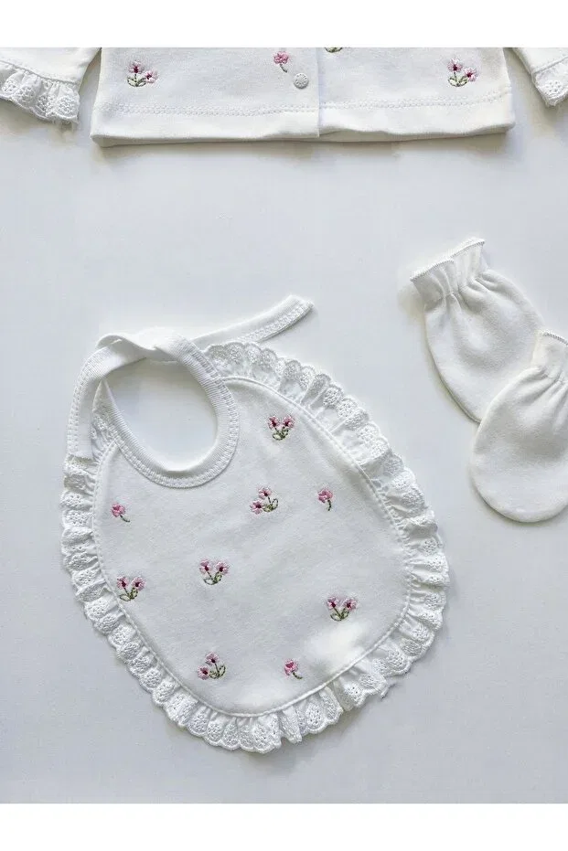 Детский комплект для новорожденных девочек хлопковый Panfilia, White-Light Pink — фото 4