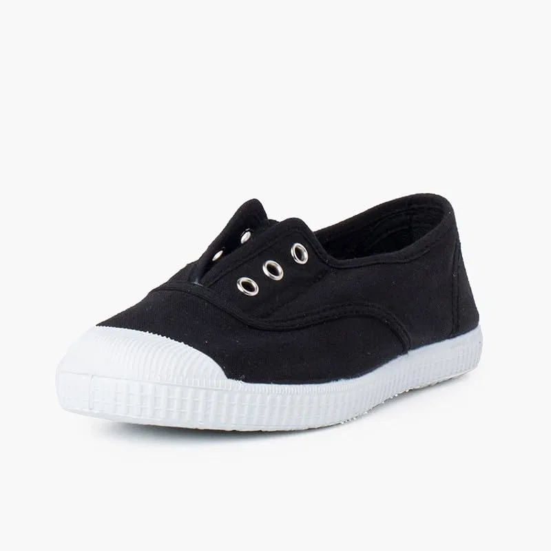 Детские кеды без шнурков Pisamonas No-lace Rubber Toe Canvas Shoes, Black — фото 2