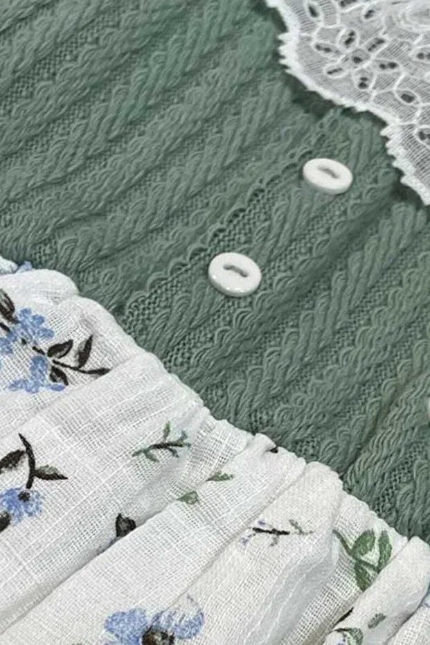 Детское платье для девочек с длинным рукавом Vintage baby girl dress Dinamik Çocuk, Green — фото 3