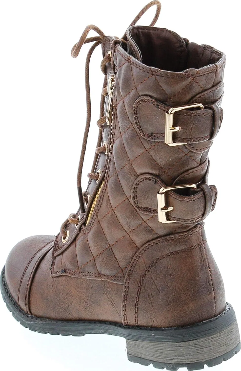 Детские ботинки для девочек на шнуровке с принтом JJF Shoes, Brown — фото 4