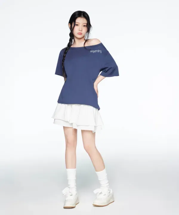 Мини-юбка с рюшами и завязками Superdry, белый