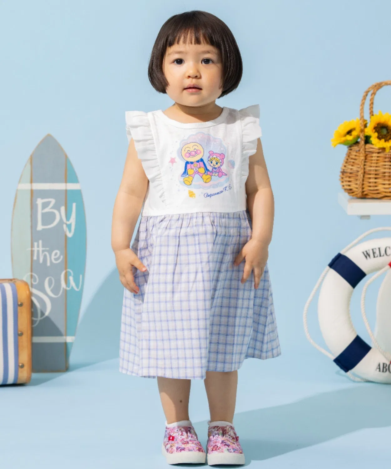 Детское платье для девочек с воланами Акачанман ANPANMAN KIDS COLLECTION, Сакс Блю