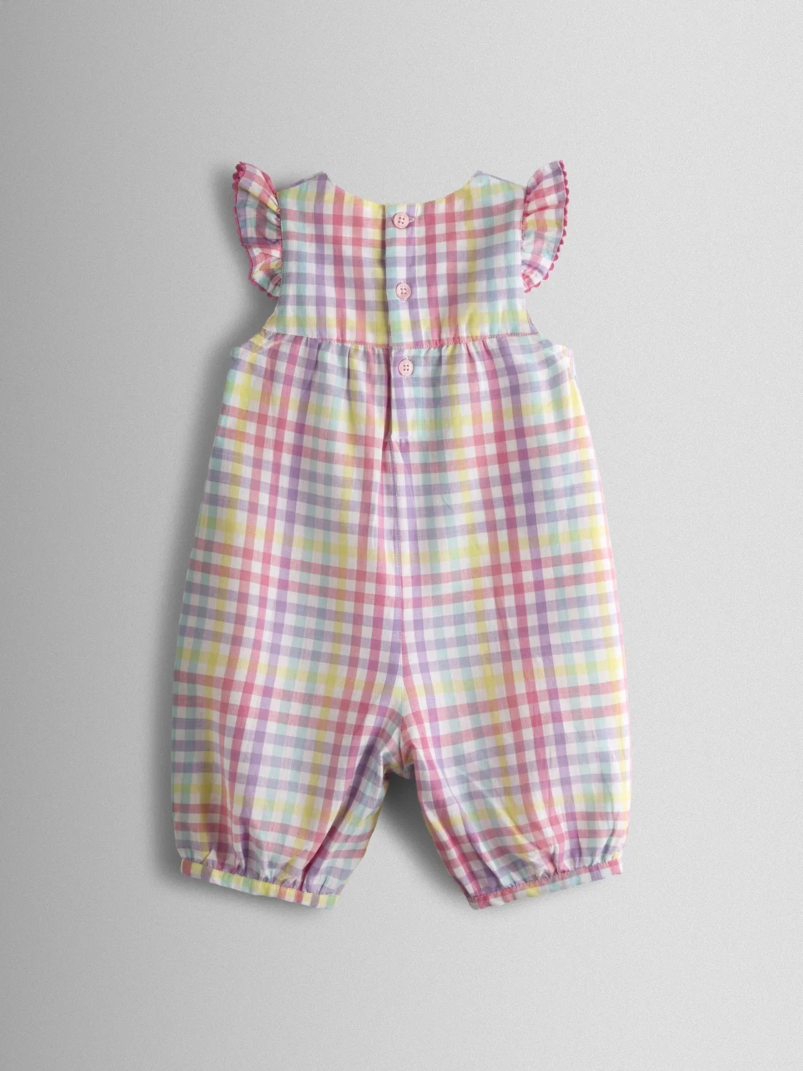 Комбинезон с воланами на плечах, Pink Gingham, JoJo Maman Bébé — фото 2