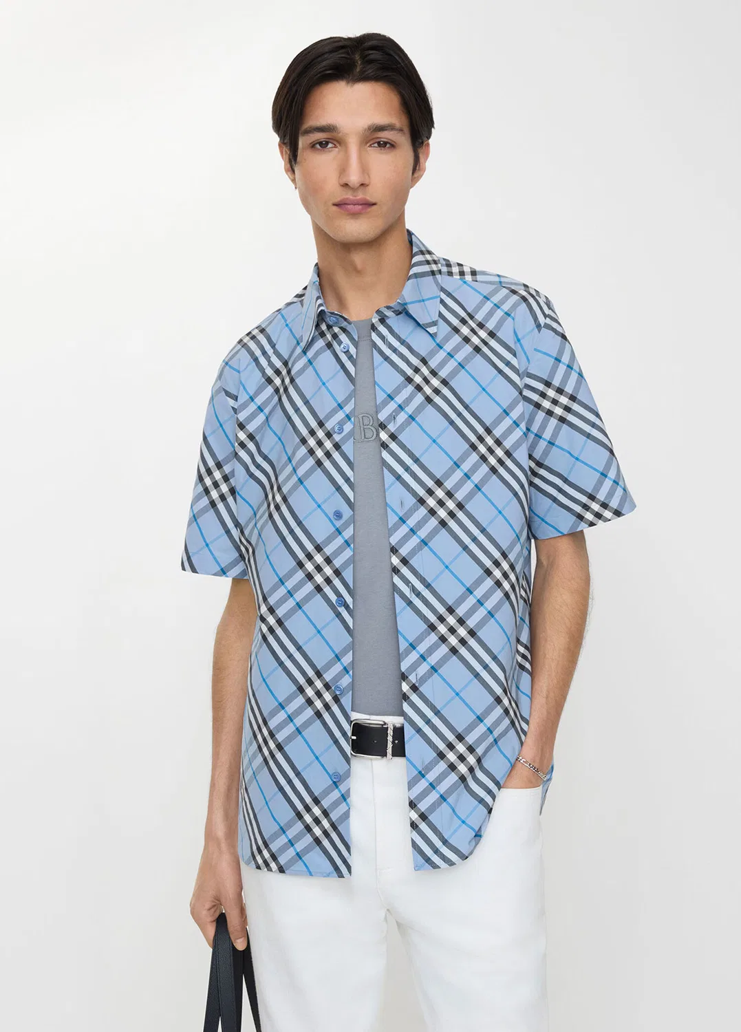Рубашка Burberry Regular Fit Check Cotton, синий — фото 2