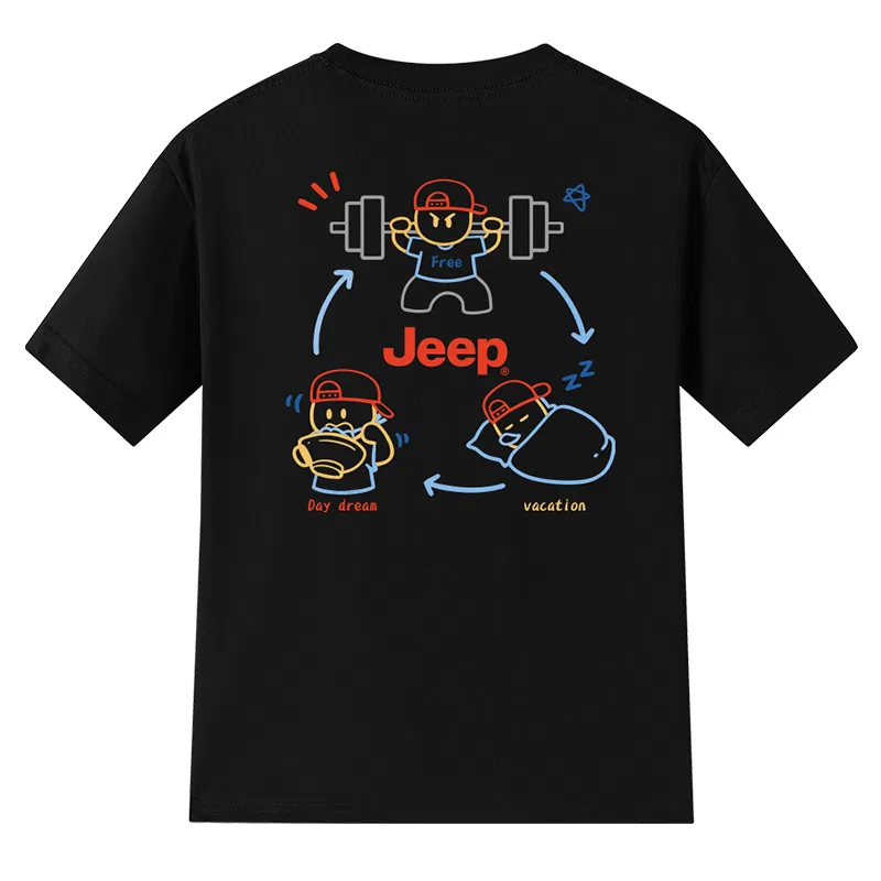 Детская футболка хлопковая с принтом Jeep, Цвет: Navy — фото 3