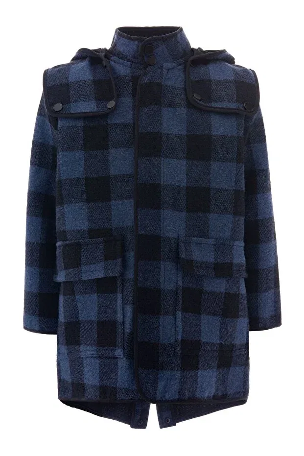 Детское пальто для девочек с капюшоном Pinolini, Blue Black
