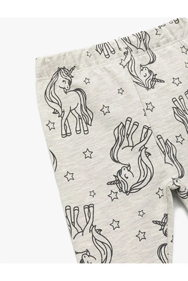 Детские леггинсы для девочек с принтом Unicorn printed Koton, Gray Patterned — фото 3