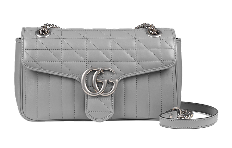 

Сумка через плечо GG Marmont из кожи, маленькая, женская, серая GUCCI
