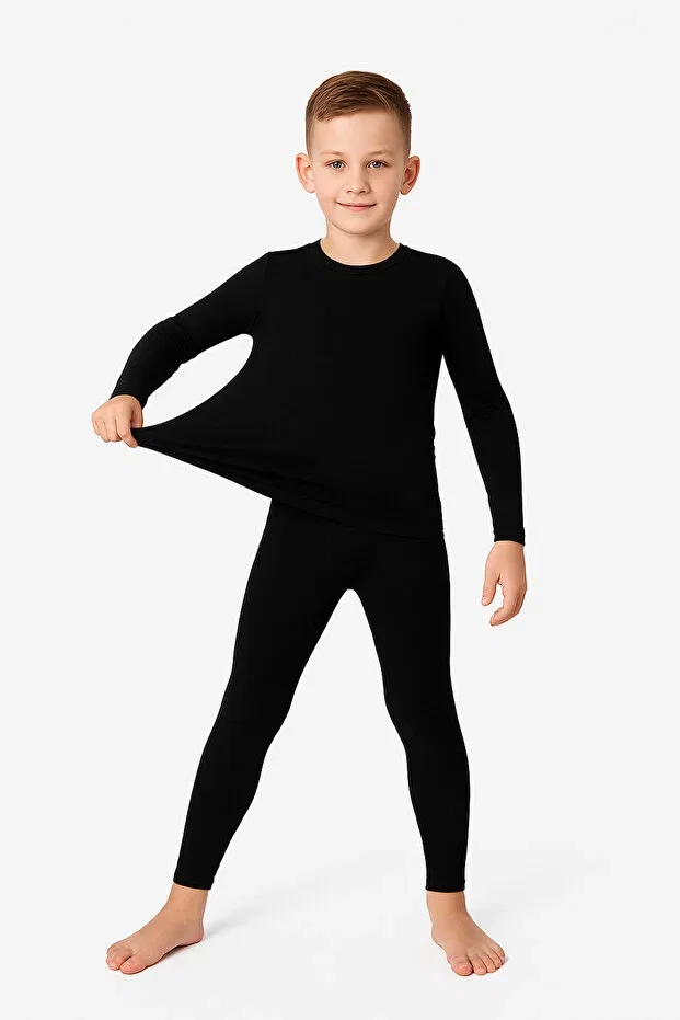 Детское термобелье для мальчиков хлопковое Yalçınoğlu Kids, Black — фото 4
