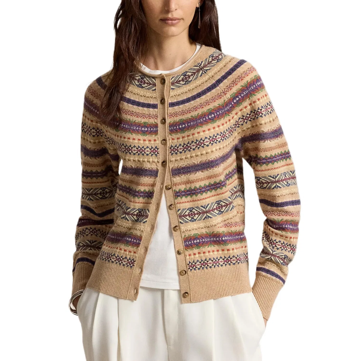 Женский свитер с круглым вырезом Tan Multicolor Polo Ralph Lauren, Tan Multicolor — фото 4