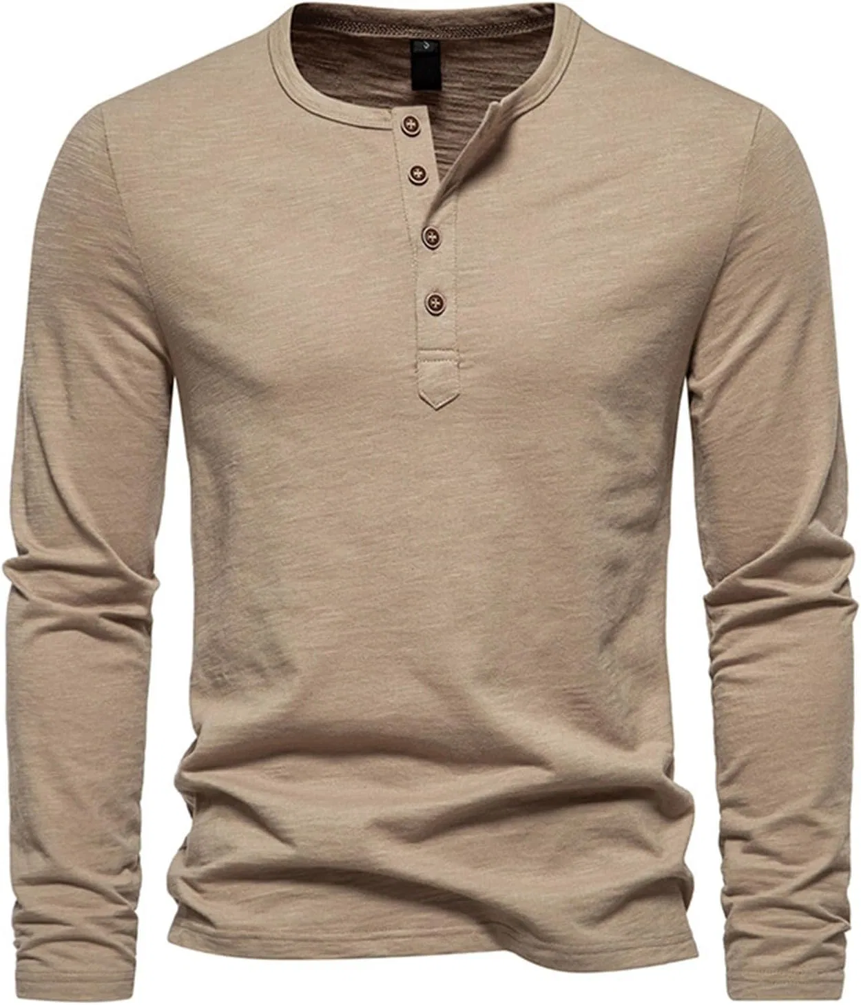 Мужская футболка поло с длинным рукавом Henley, Khaki