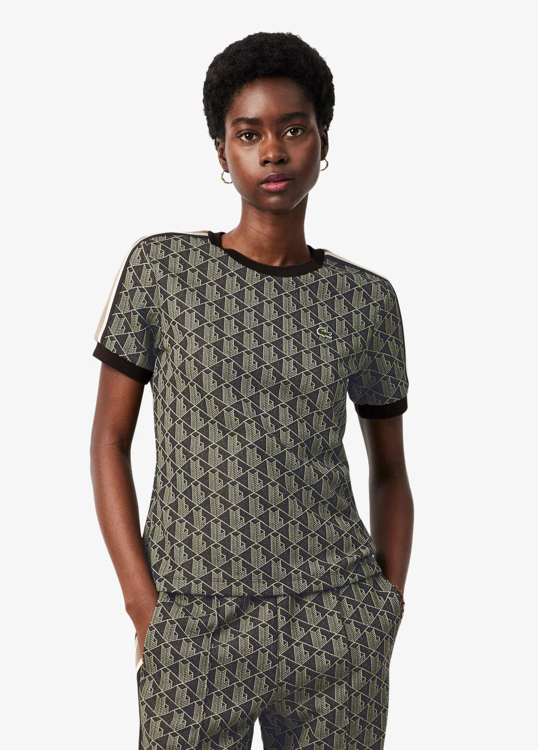Футболка Lacoste Monogram, коричневая — фото 2