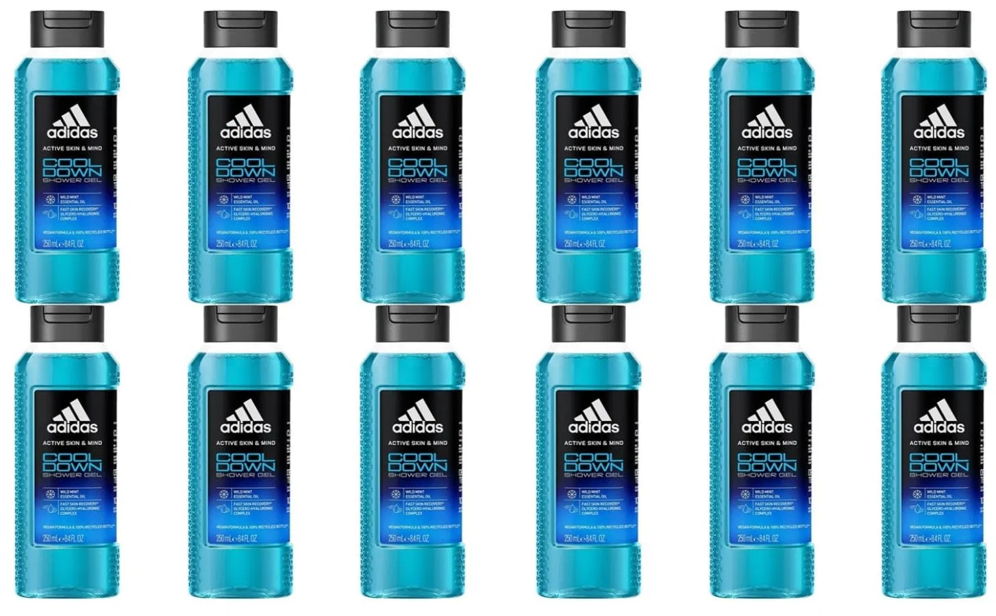 Гель для душа Active Skin & Mind Cool Down, adidas, набор 12 шт., 3000 мл, с мятой