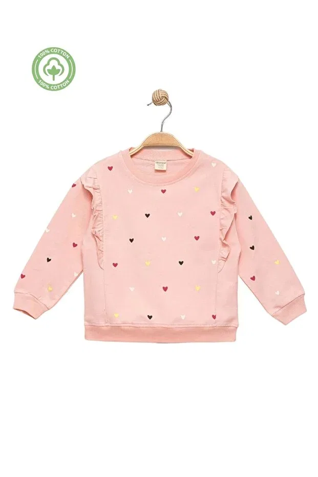 Детское худи для девочек хлопковое Ruffled Divonette, Pink