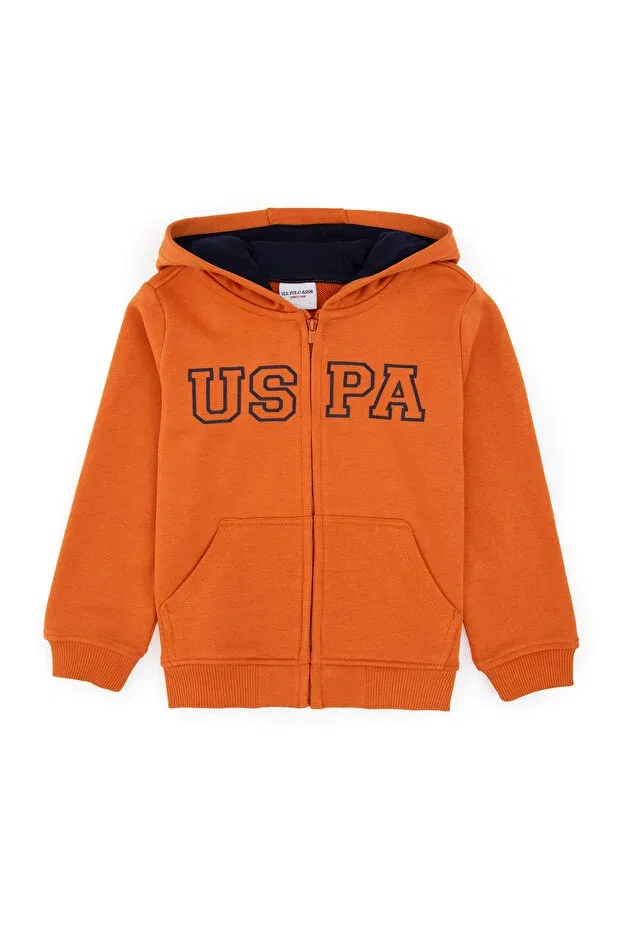 Детский кардиган на молнии с капюшоном из футера Basics U.S. Polo Assn., Copper — фото 3