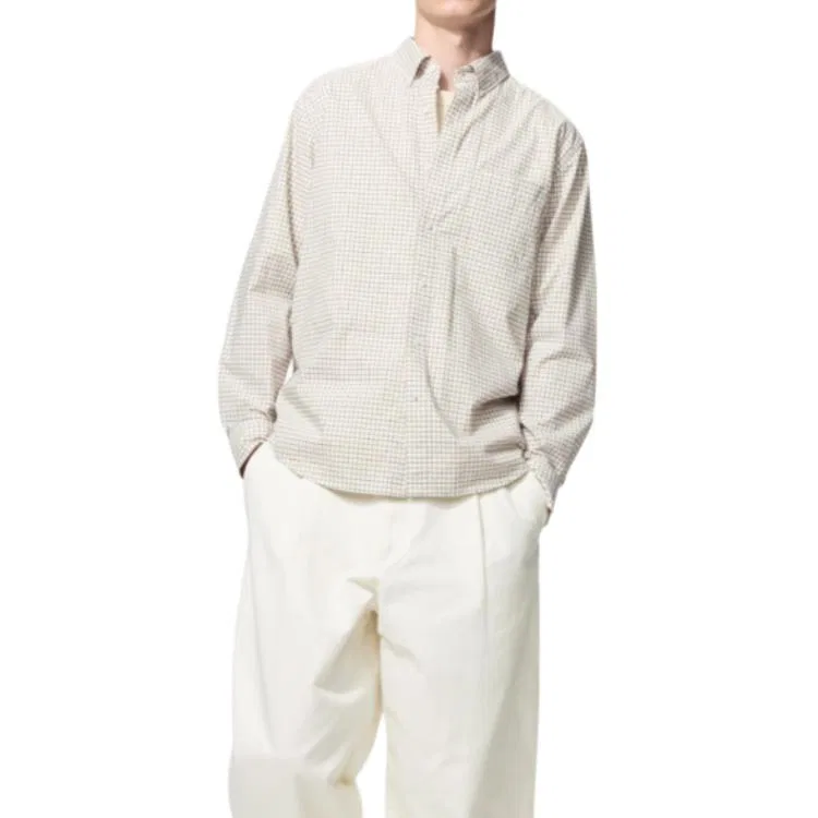 Рубашка, легкая бежевая, SS26, UNIQLO, Light Beige — фото 4