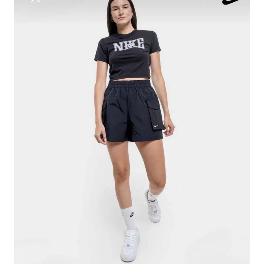Шорты спортивные с высокой посадкой Sportswear Essential Woven Nike, Черный — фото 3