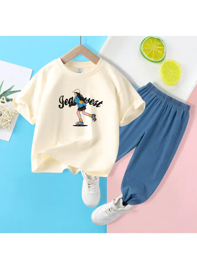 Jeanswest Комплект детский с коротким рукавом для девочки, абрикосовый — фото 2