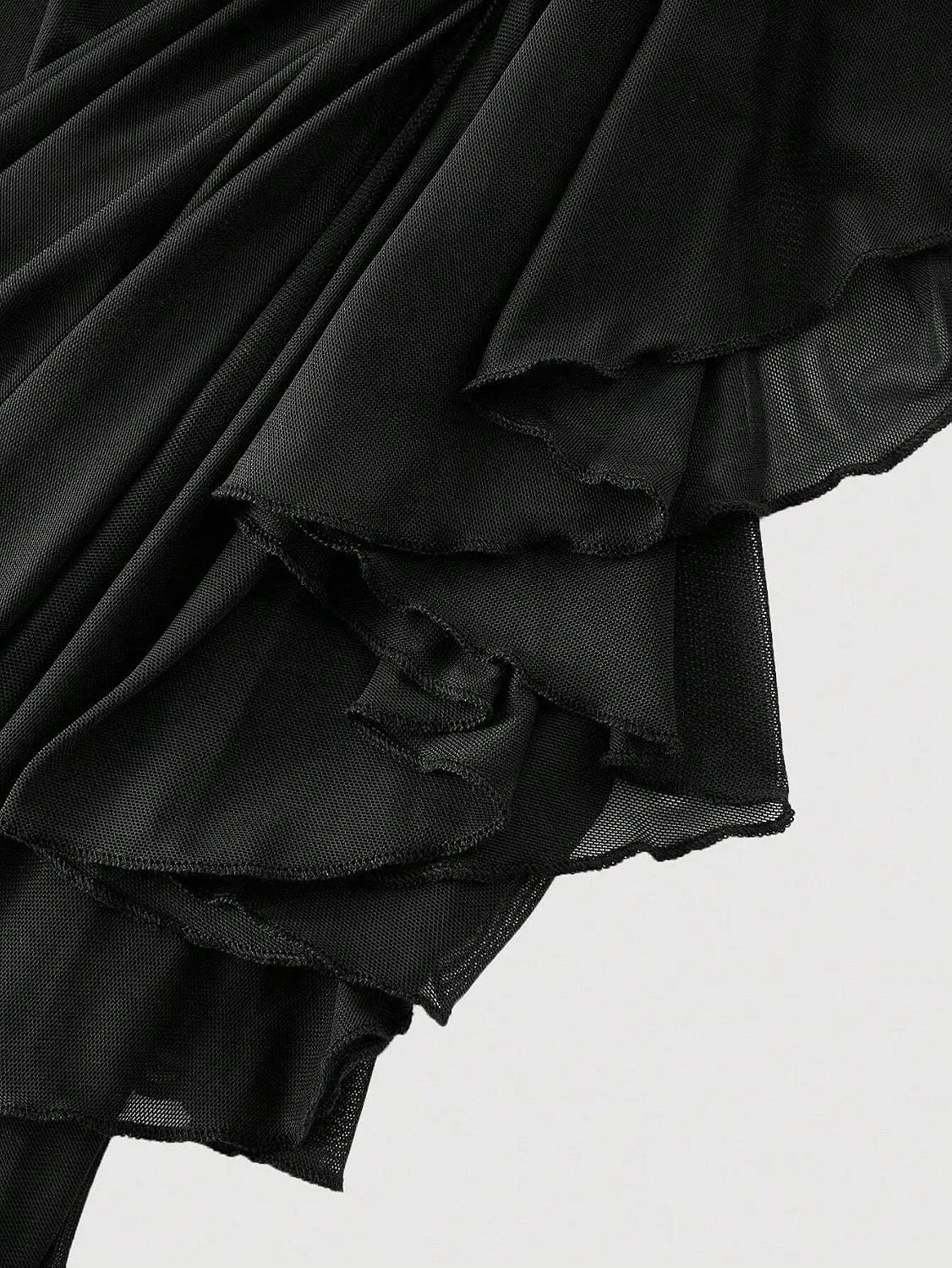 Женское асимметричное платье миди с рюшами Black, Black — фото 4