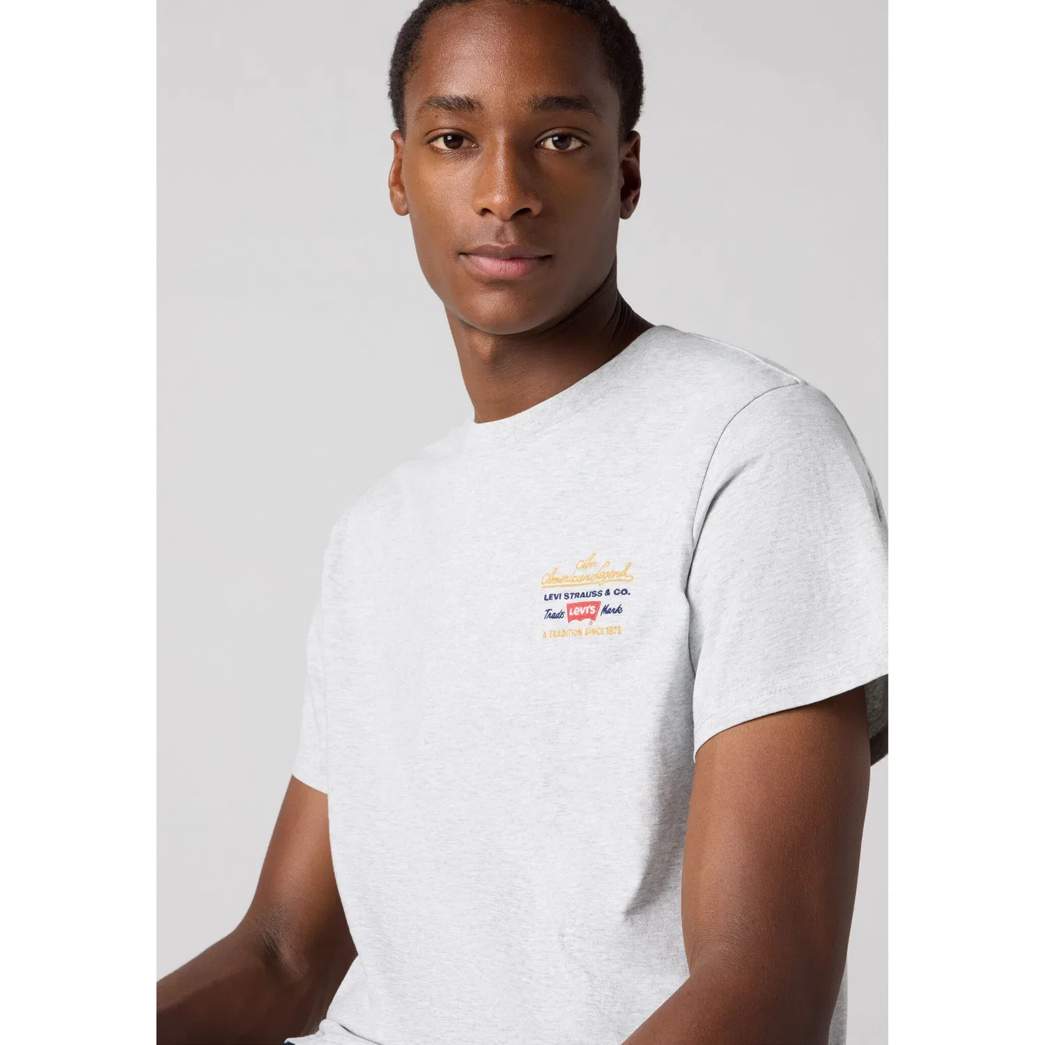 Мужская хлопковая футболка с круглым вырезом Levi's, Grey — фото 4