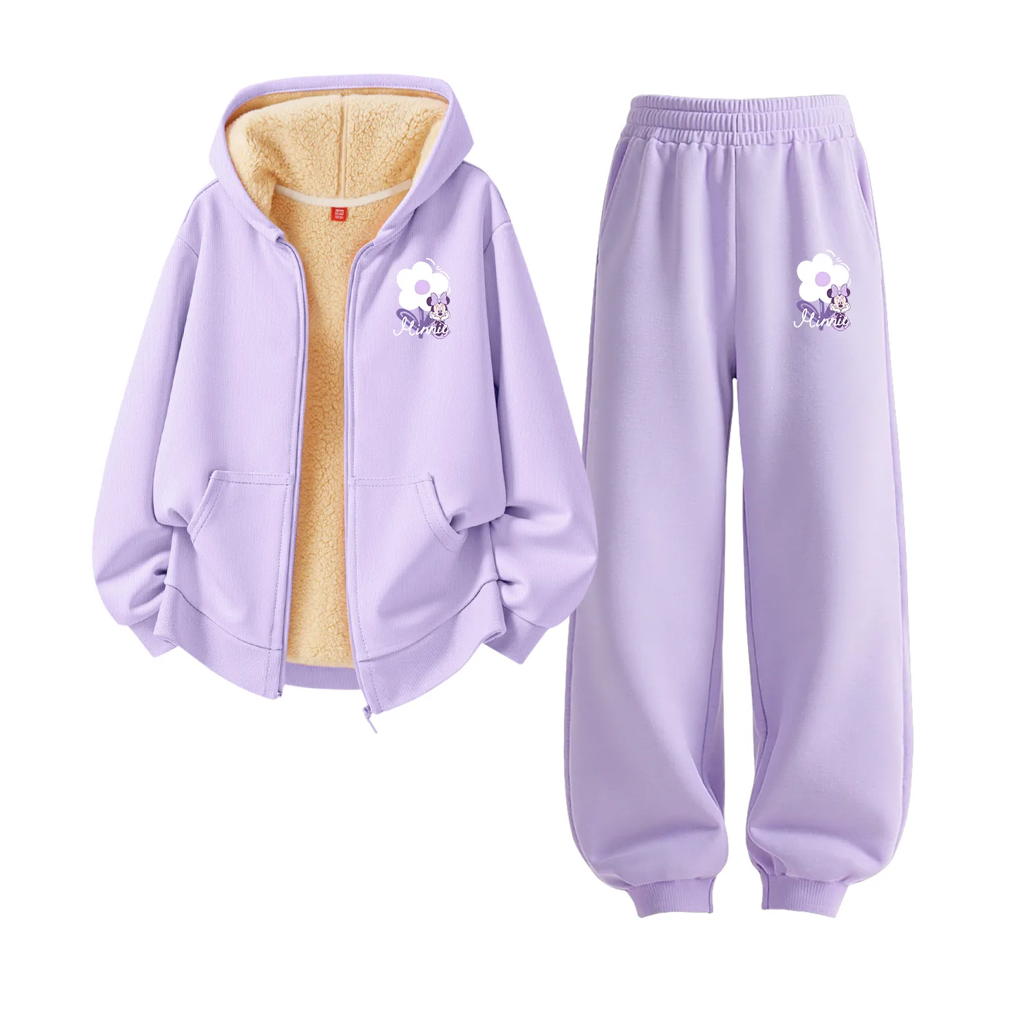Детский спортивный комплект Casual Disney, [Thickened and Fleece-Lined]Di Xin Huanyi K Taro Purple+Di Xin Huanyi K Taro Purple