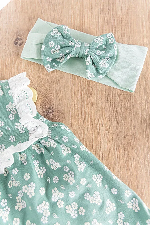 Детский комплект платьев для девочек с цветочным принтом Babymod, Green — фото 4