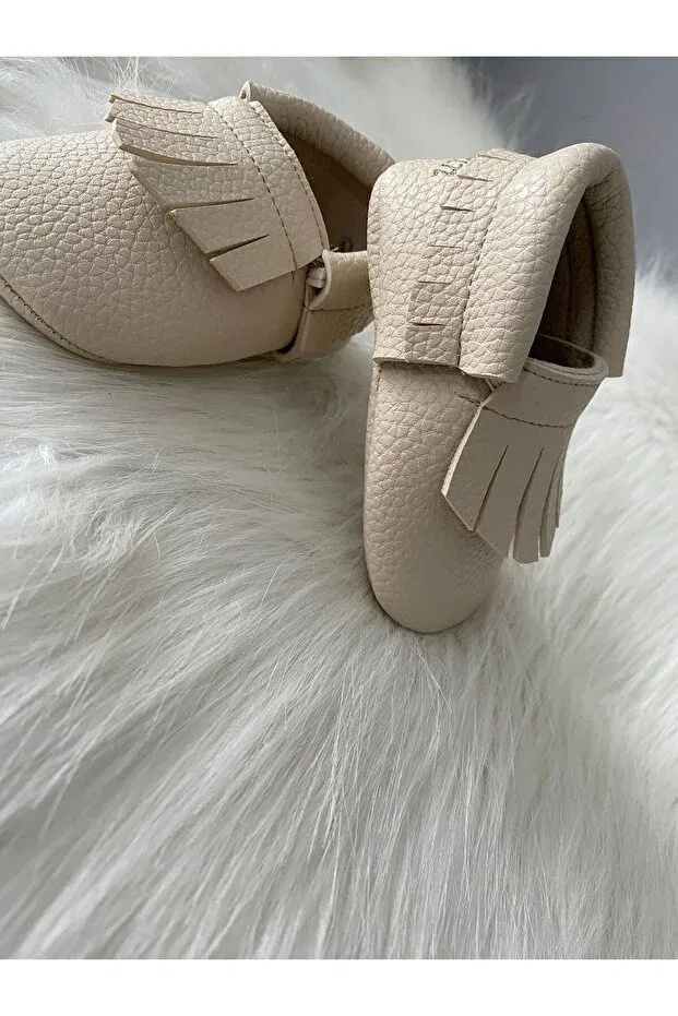 Детские мокасины для новорожденных без каблука Betülün Diktikleri, Beige — фото 2