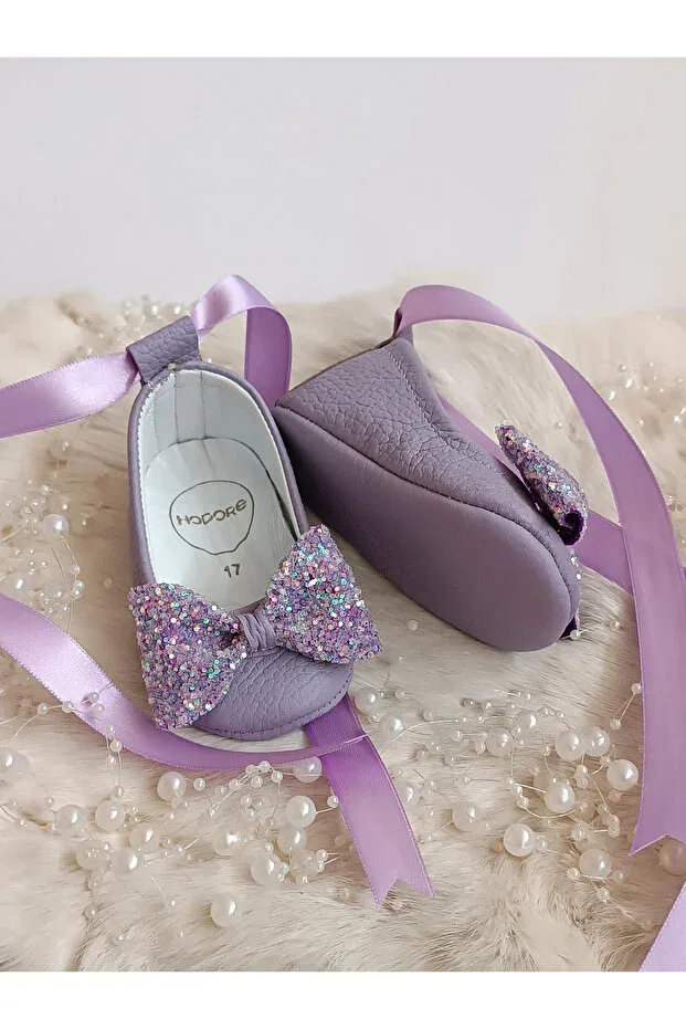 Детские туфли-лодочки из натуральной кожи для девочек Perla Hodore, Suede Lilac — фото 3