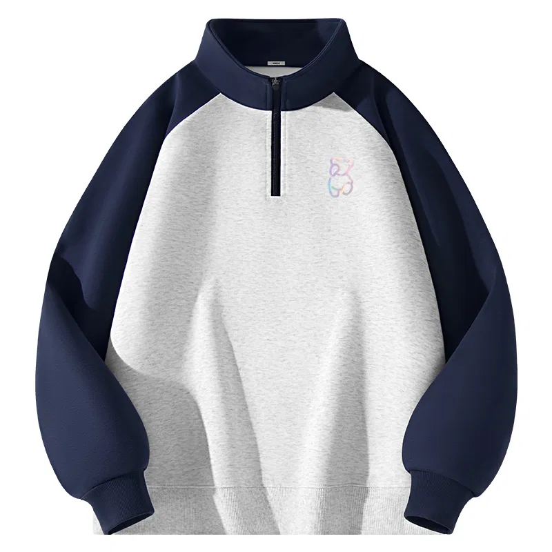 Свитшот детский с принтом B Dazzling Color Bear Chest Logo MINISO, White Heather Gray