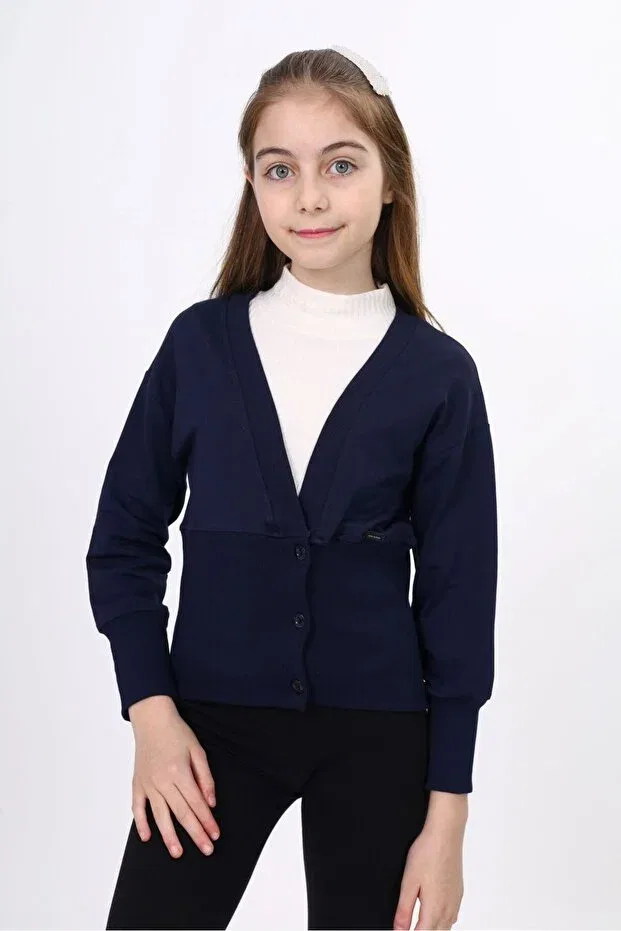 Детское для девочек кардиган с V-образным вырезом Toontoy, Navy Blue