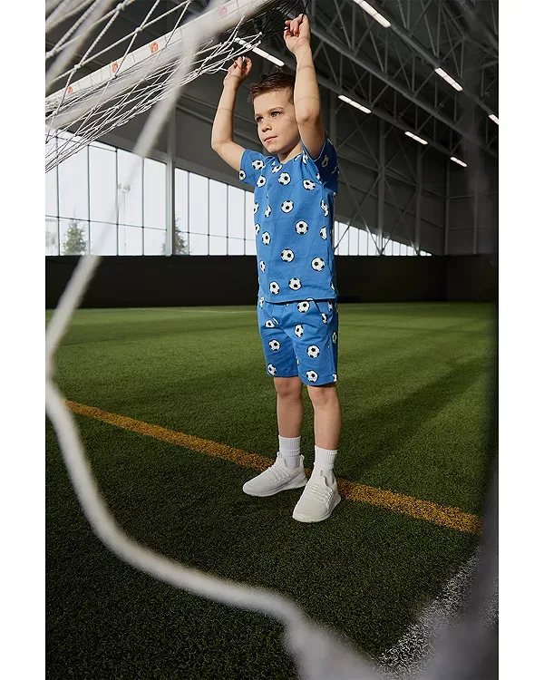 Детская футболка для мальчиков с принтом Soccer Ball Print Miles The Label, Royal — фото 2