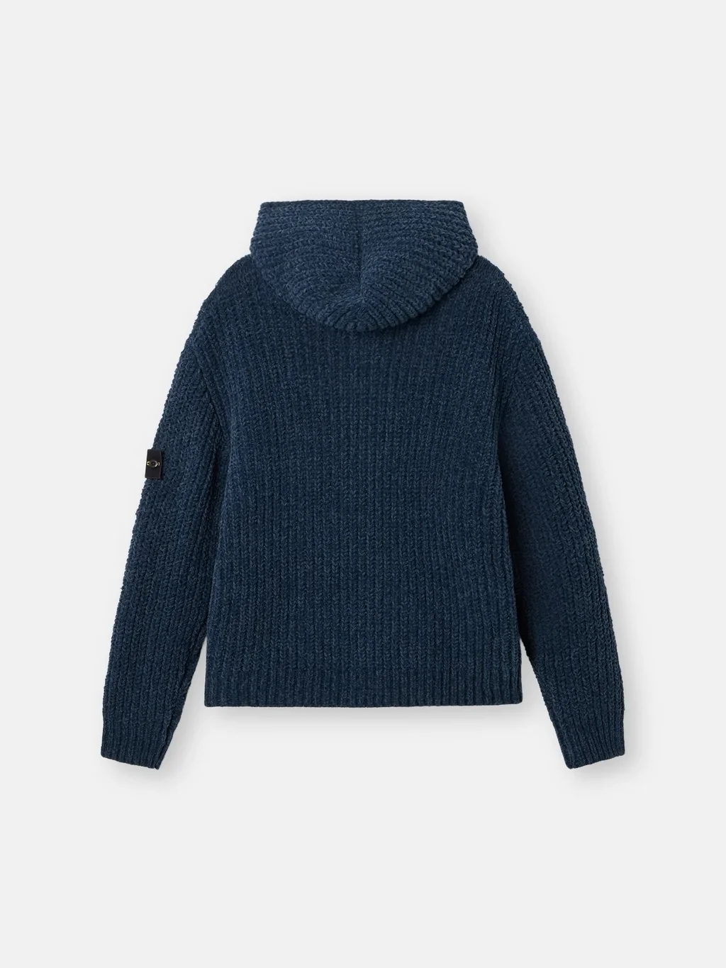 Мужской вязаный свитер Stone Island Loose-fit Zip-up With Pockets, стальной синий меланж — фото 4