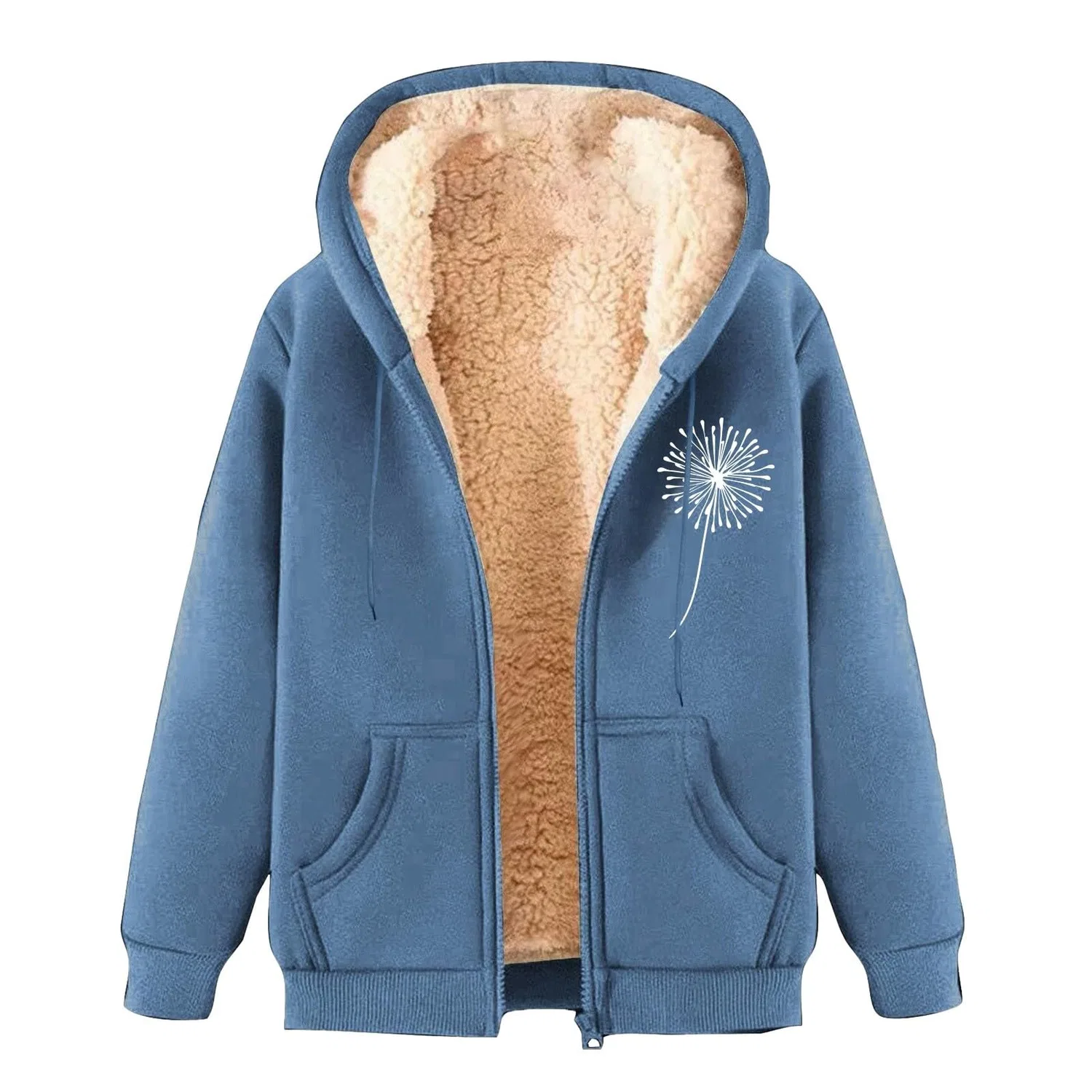 Женский худи с принтом Fleece Warm Long Sleeves, B-blue — фото 3