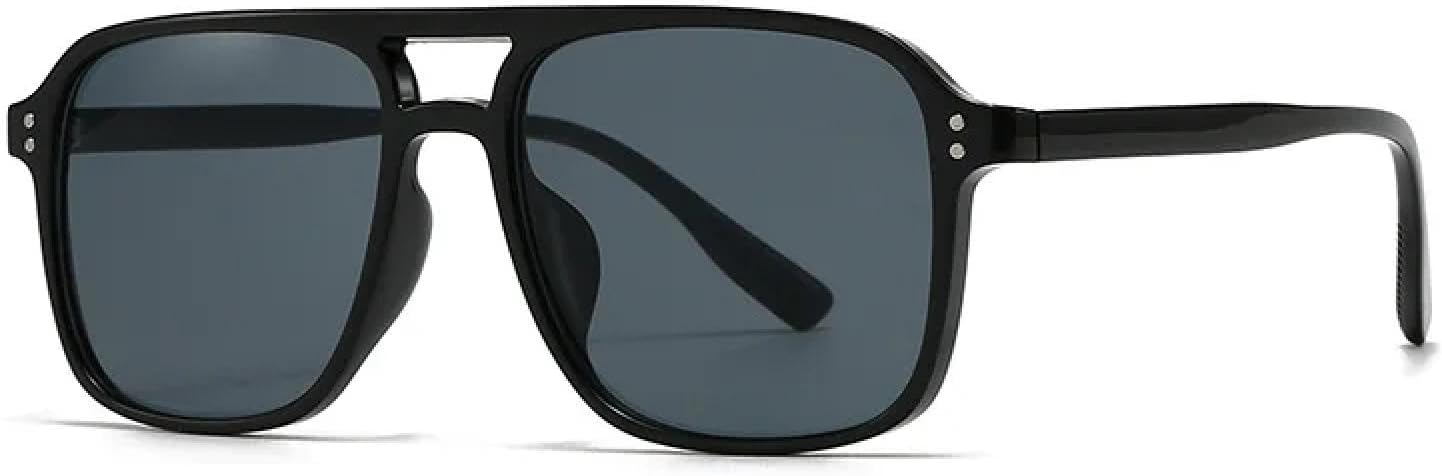 

Ретро-солнцезащитные очки с двойной перемычкой для мужчин и заклепками, модные женские солнцезащитные очки черного и желтого цвета с защитой от УФ-излучения UV400 TKKTLLT, C1 Black Black