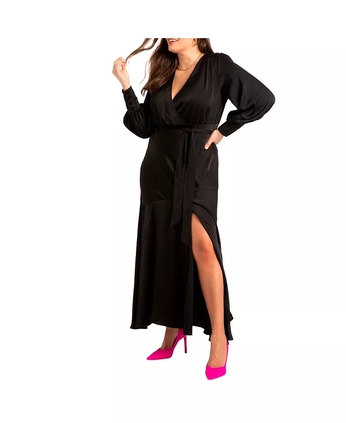 

Женское сатиновое платье макси Eloquii, черный