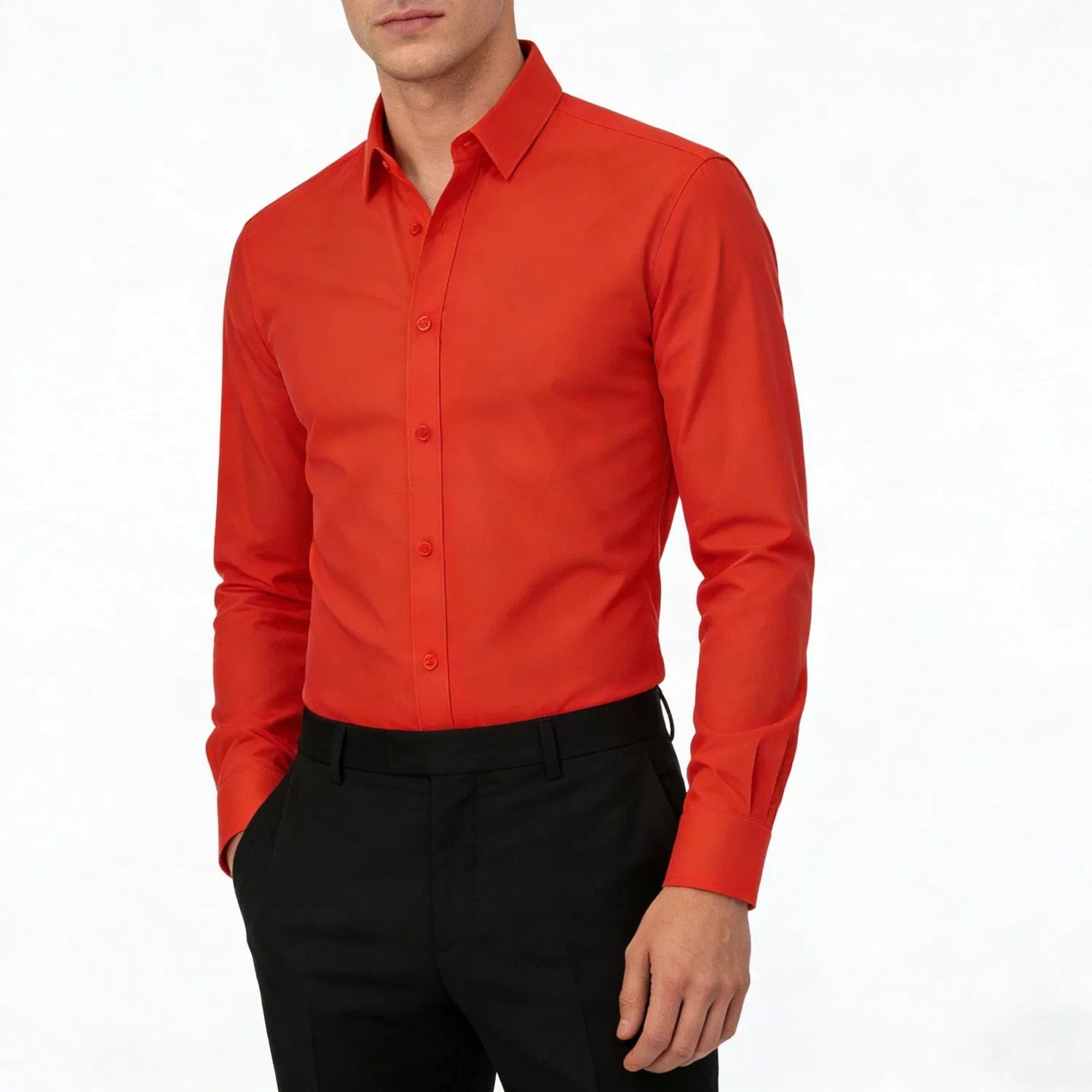 Мужская рубашка с длинным рукавом, современный slim fit, Red People — фото 4