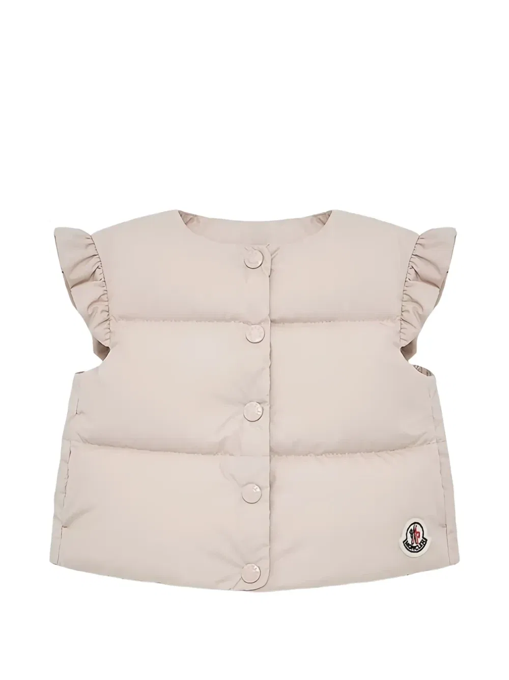 Детский жилет Moncler Olivia с оборками и набивкой Moncler Enfant, бежевый