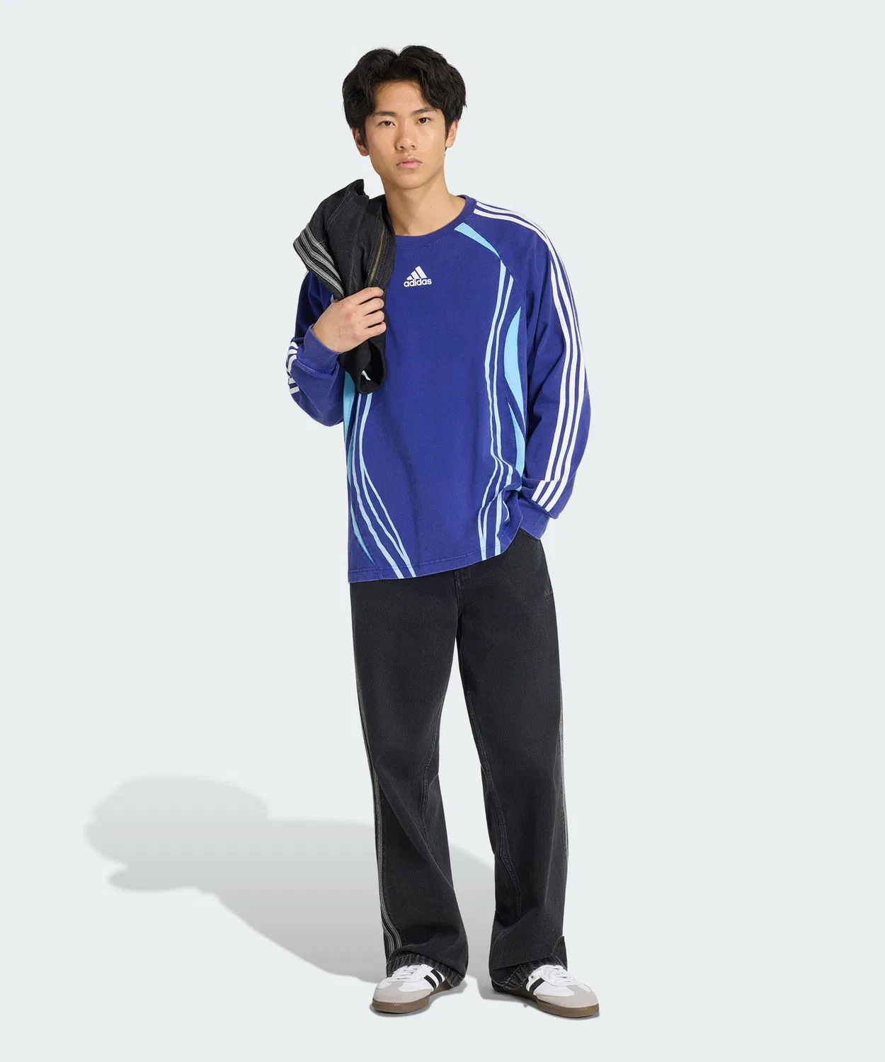 Мужская футболка с длинным рукавомоверсайз Team Geist Vintage Adidas, Blue — фото 3