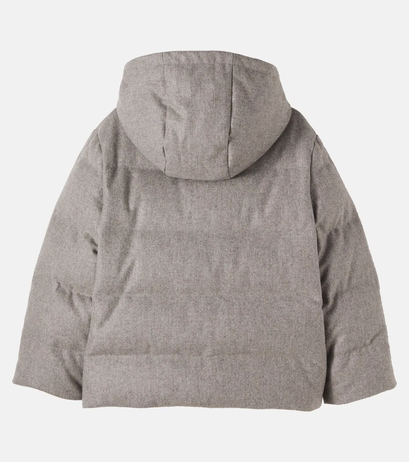 Пуховик с капюшоном из натуральной шерсти Brunello Cucinelli Kids, бежевый — фото 3