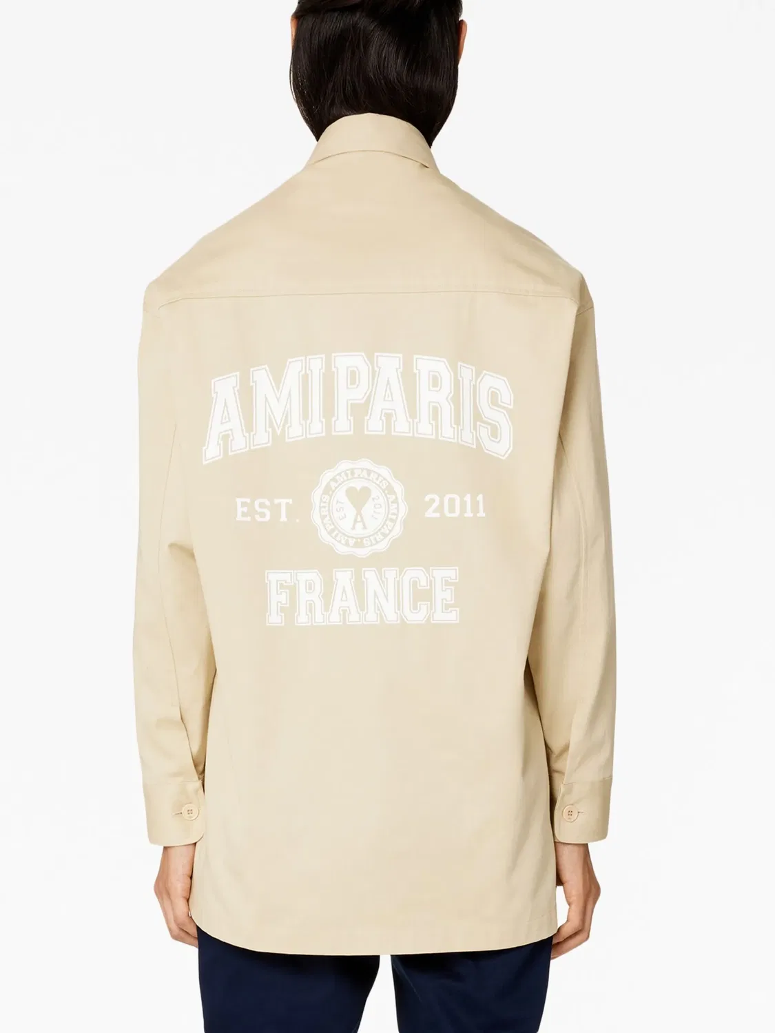 Рубашка с логотипом на пуговицах AMI Paris, нейтральные — фото 3