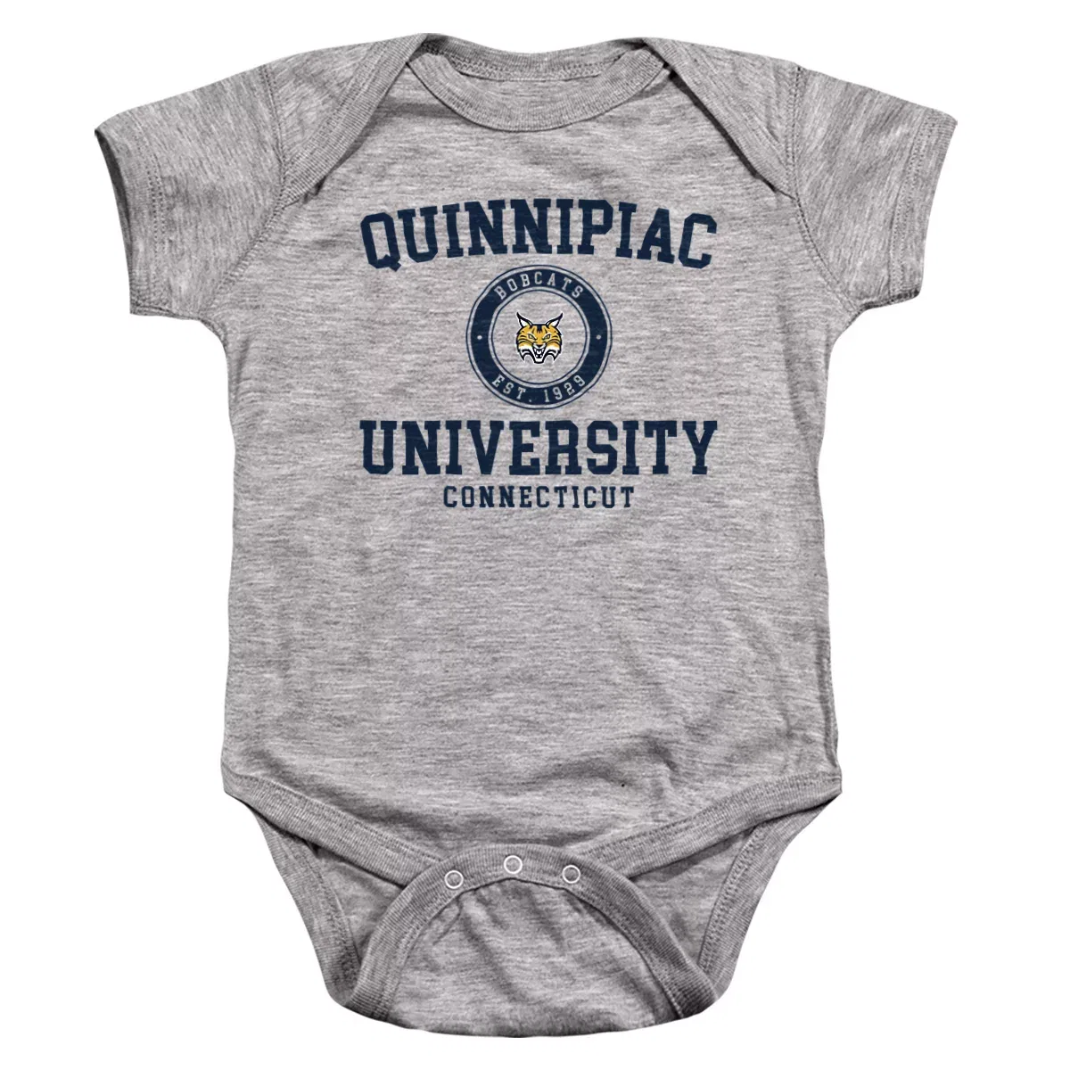 Детский боди-комбинезон с коротким рукавом Quinnipiac University Circle Logo NCAA, Athletic Heather