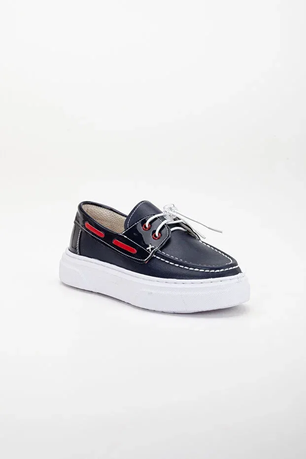 Детские туфли для мальчиков на плоской подошве Dn2S, Navy Blue-Red — фото 2