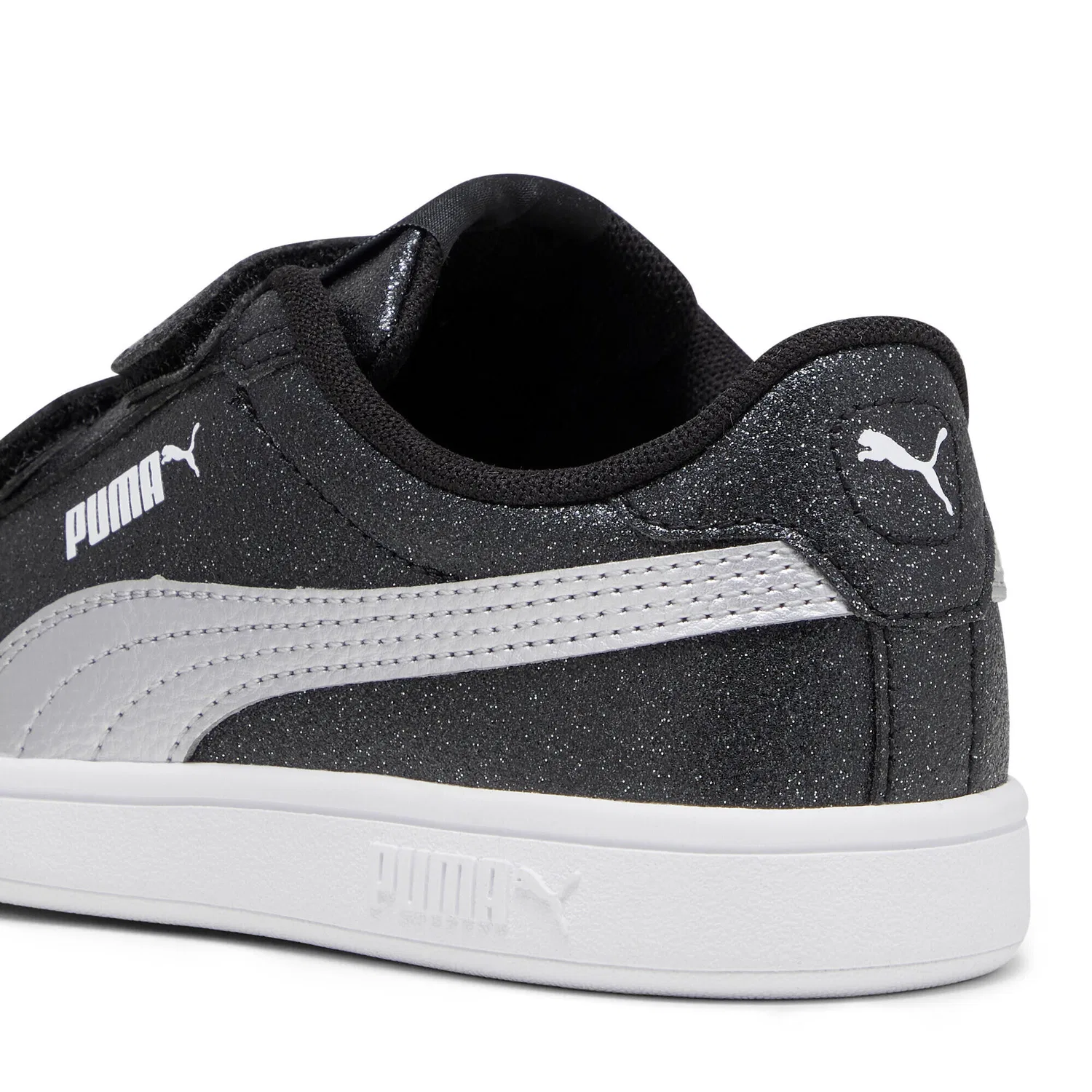 Детские кроссовки с блестками Smash 3.0 Glitz Glam PUMA, Schwarz Silber Weiss — фото 2
