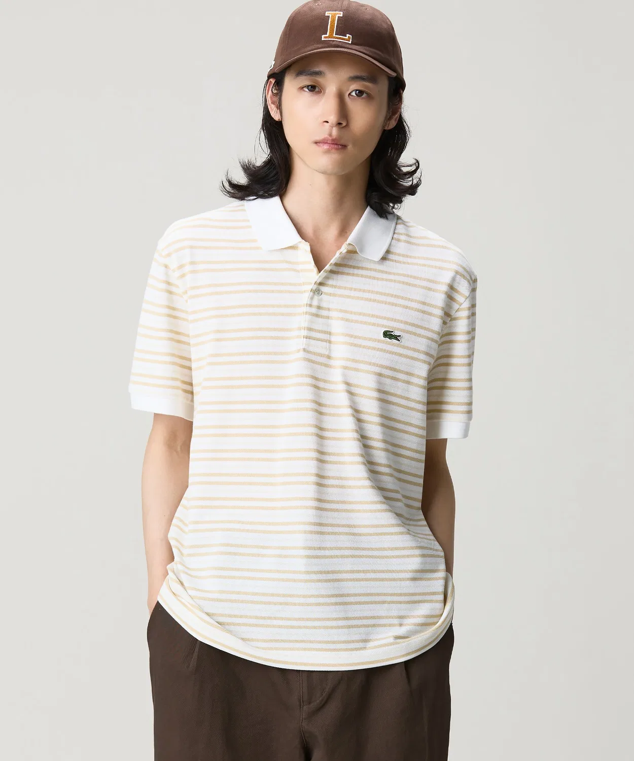 Мужская футболка-поло с многоцветным принтом LACOSTE, Light Blue — фото 3