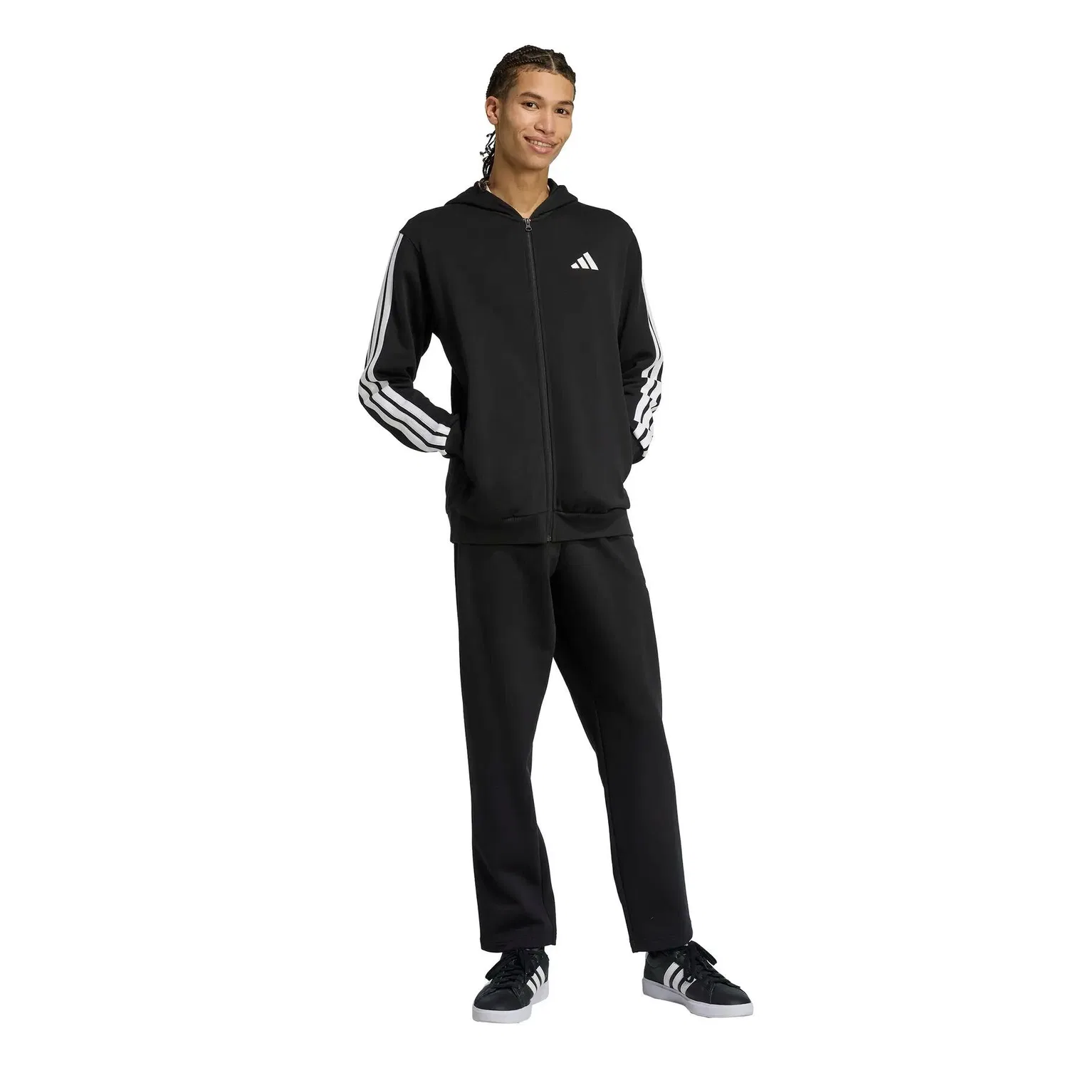 Мужской спортивный костюм с капюшоном Colorblock adidas, Черный — фото 4