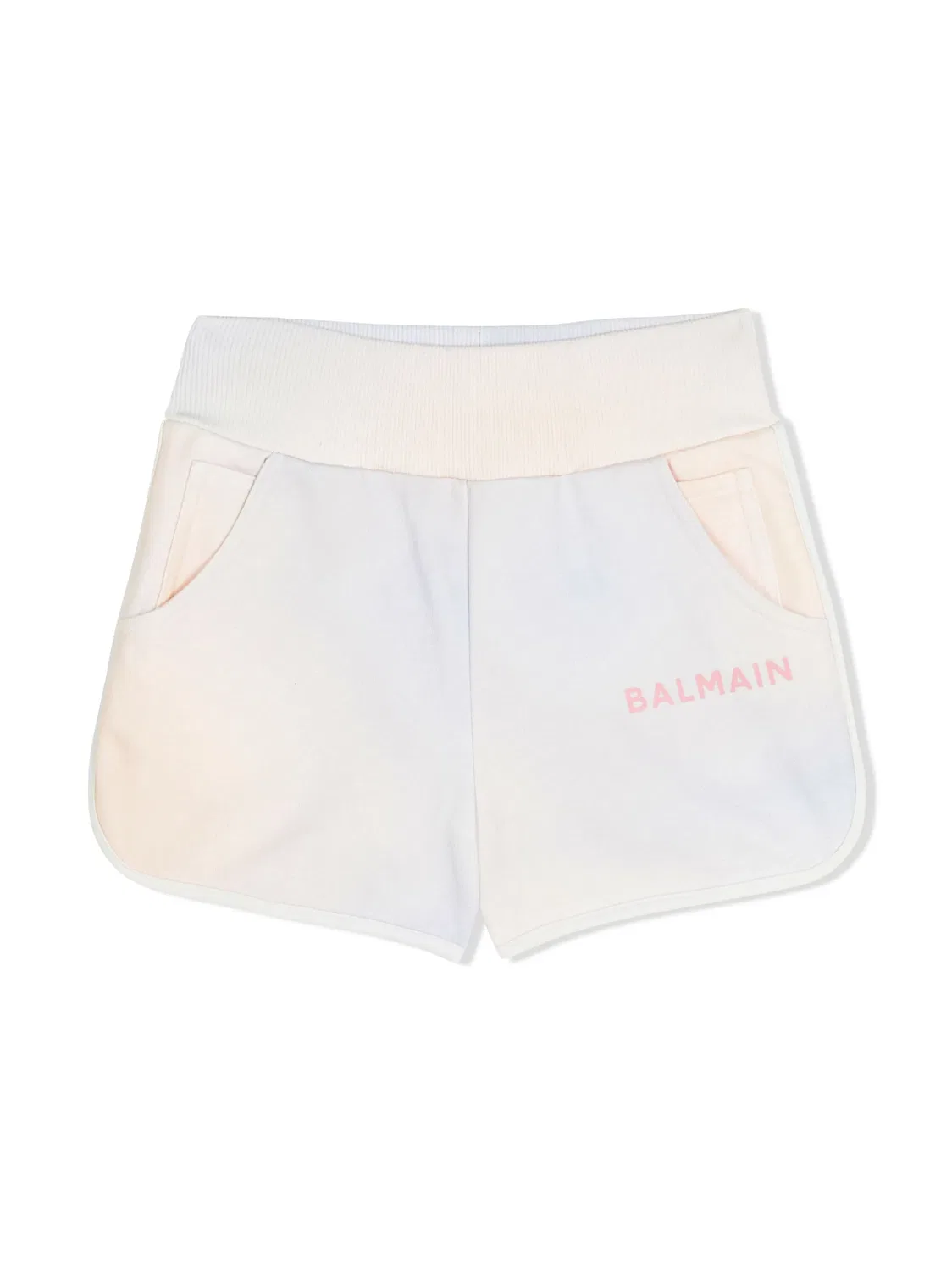 Шорты из хлопка с контрастным узором Balmain, голубой