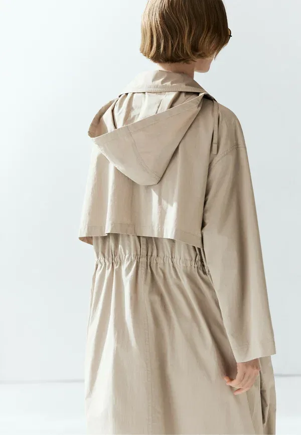 Пальто из хлопка и полиамида Trenchcoat Massimo Dotti, Light Grey Massimo Dutti, светло-серый — фото 4