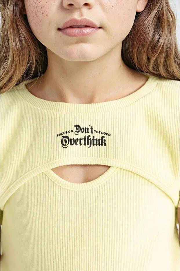 Детский комплект маек для девочек Ribbed Camisole 2-Pack Short Sleeve T-Shirt Girls' c8603a824hs Defacto, Yellow Yl281 — фото 3
