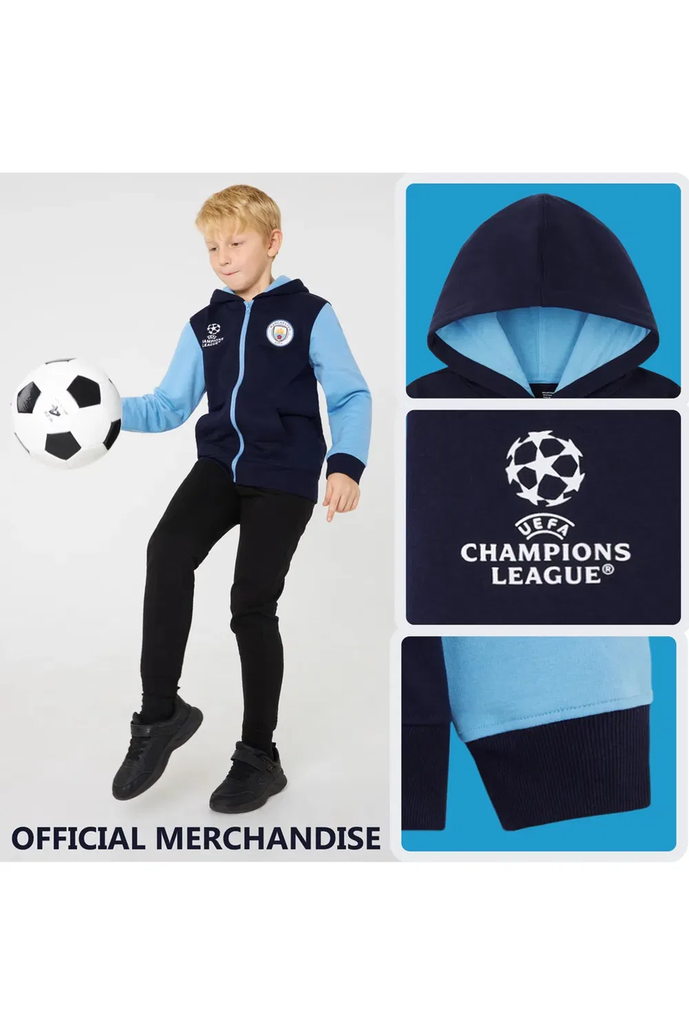 Худи с молнией Manchester City Fc, Navy — фото 4